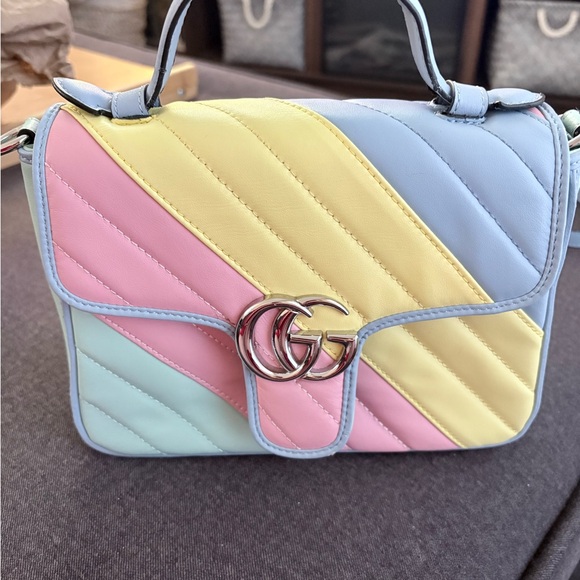 Gucci Handbags - Gucci Pastel Diagonal Quilted Crossbody Bag with Double G